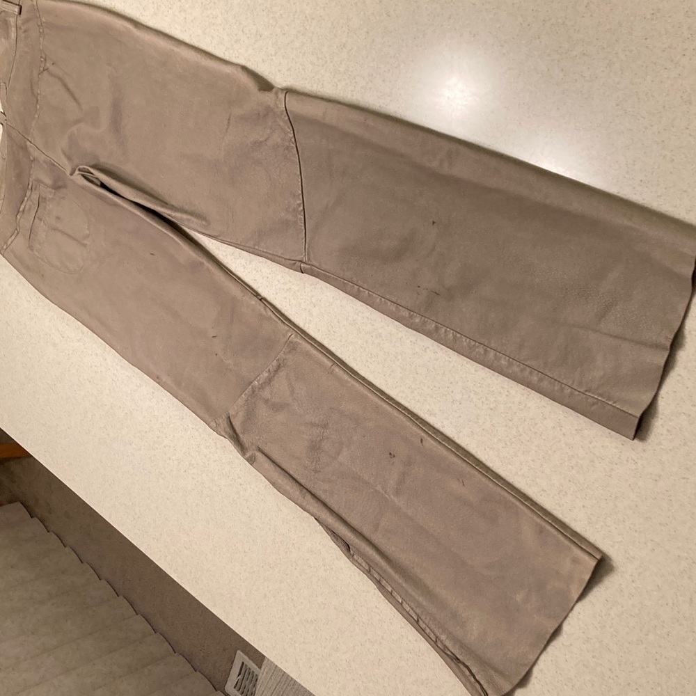 Poleci Taupe Leather Pants 30" Waist  **Very Worn** - Picture 3 of 16